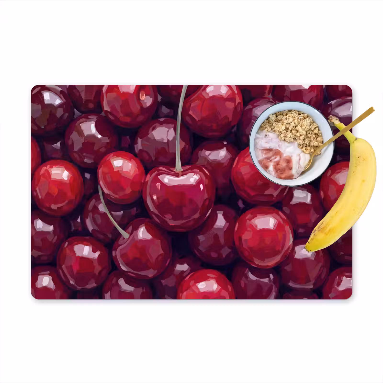 Placemat - 6 stuks - Fruit - Kersen - Eten - Modern - Rood — 1