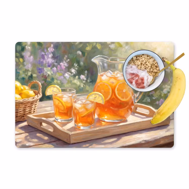 Placemat - 6 stuks - Drank - Citroen - Zomer - Tuin - Geel — 1