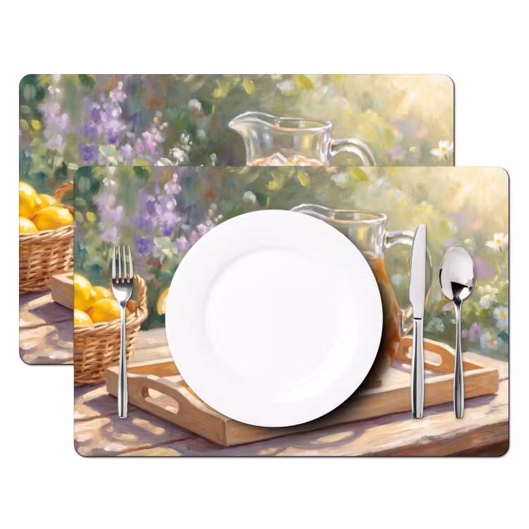 Placemat - 6 stuks - Drank - Citroen - Zomer - Tuin - Geel — 2