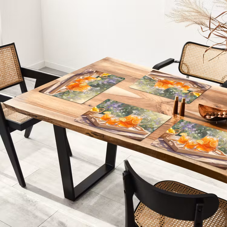 Placemat - 6 stuks - Drank - Citroen - Zomer - Tuin - Geel — 5
