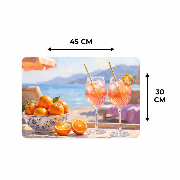 Placemat - 6 stuks - Drank - Glazen - Strand - Zomer - Oranje — 3