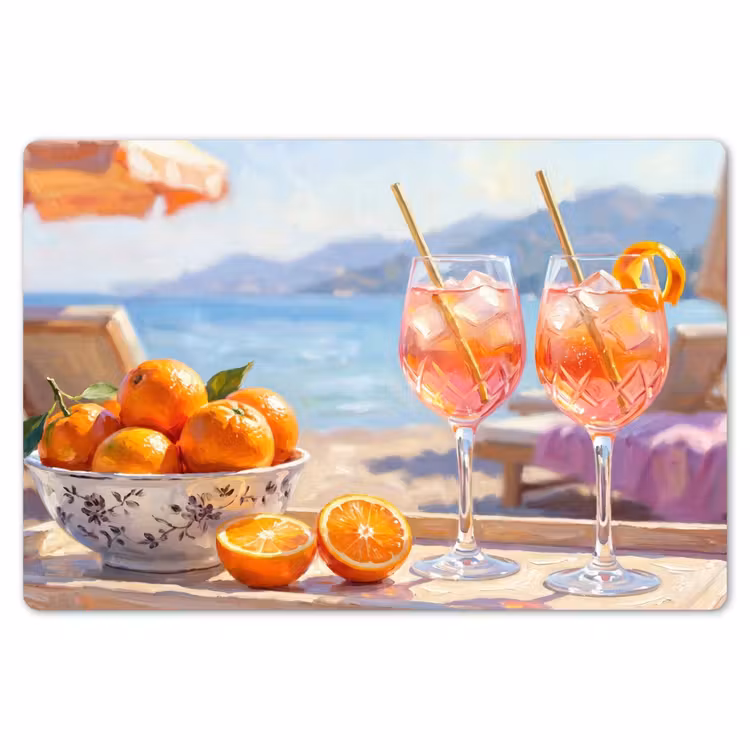 Placemat - 6 stuks - Drank - Glazen - Strand - Zomer - Oranje — 7