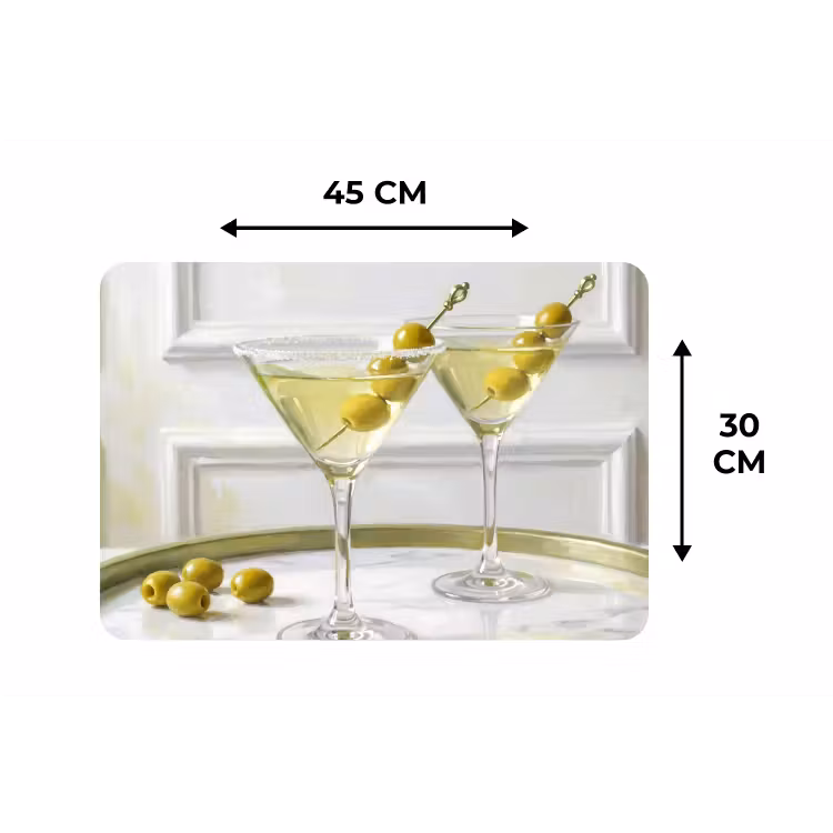 Placemat - 6 stuks - Drank - Martini - Olijven - Modern - Wit — 3