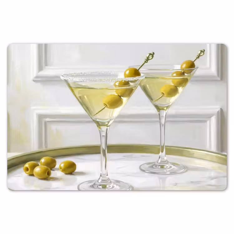 Placemat - 6 stuks - Drank - Martini - Olijven - Modern - Wit — 7