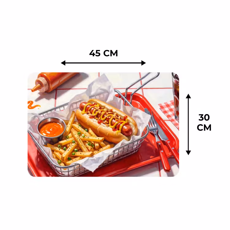 Placemat - 6 stuks - Eten - Hotdog - Fastfood - Modern - Rood — 3