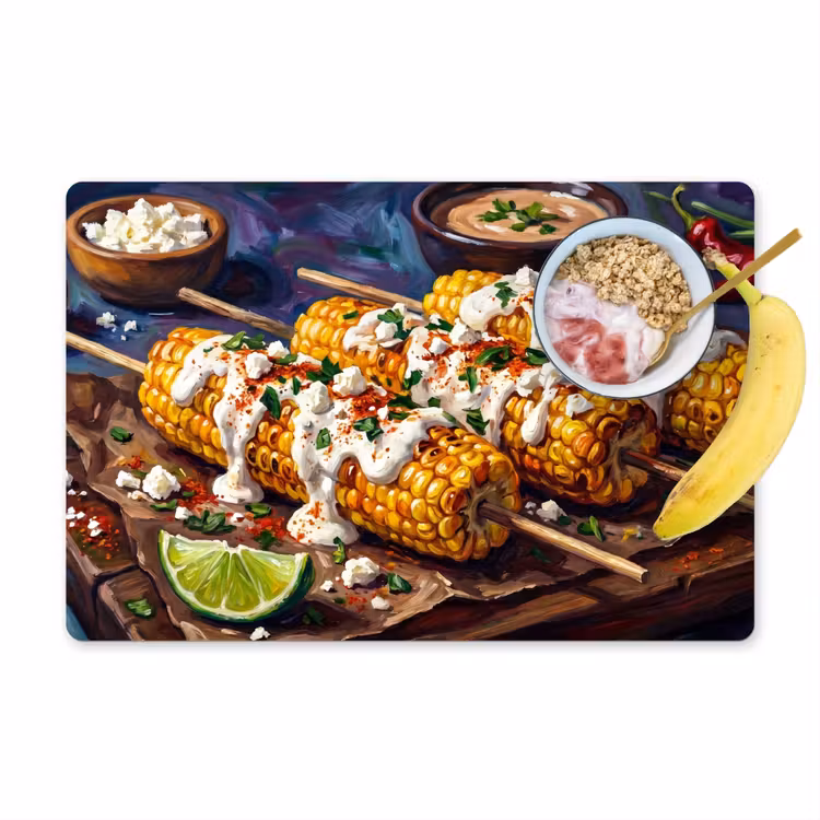 Placemat - 6 stuks - Eten - Maïs - Saus - Geschilderd - Geel — 1