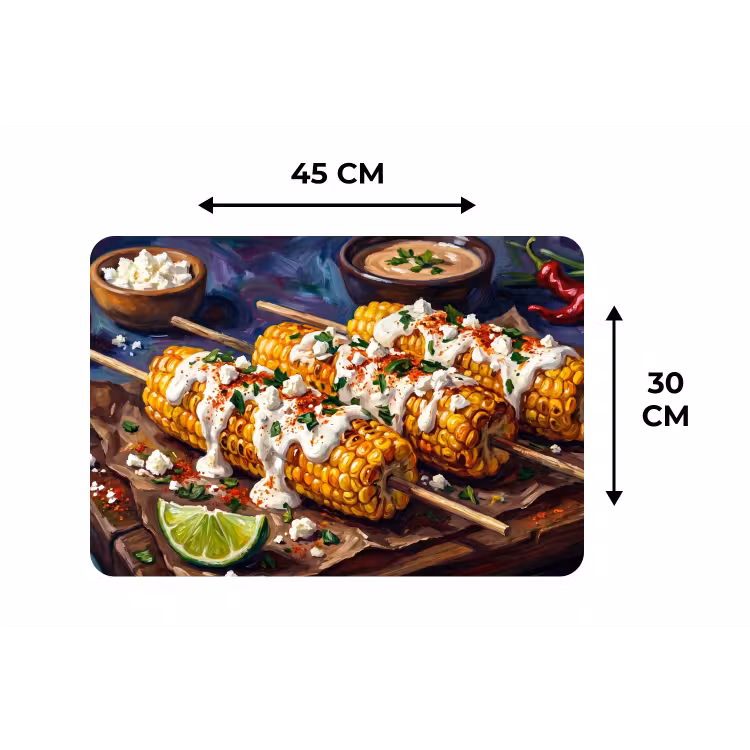 Placemat - 6 stuks - Eten - Maïs - Saus - Geschilderd - Geel — 3