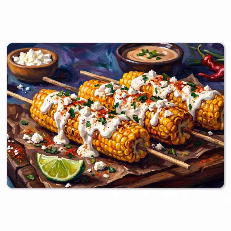 Placemat - 6 stuks - Eten - Maïs - Saus - Geschilderd - Geel — 7