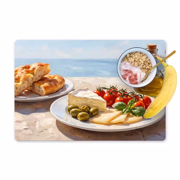 Placemat - 6 stuks - Eten - Middellandse Zee - Natuur - Geschilderd — 1