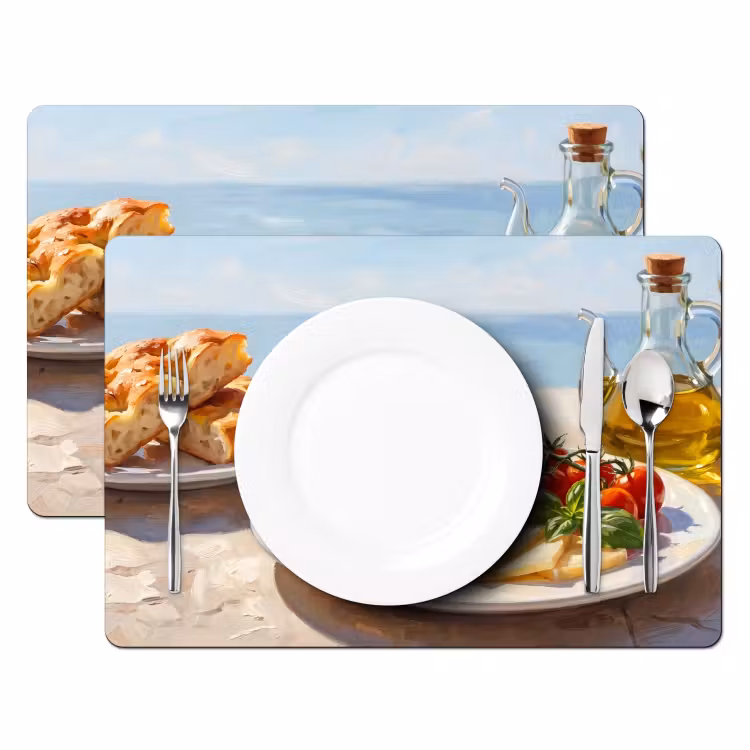 Placemat - 6 stuks - Eten - Middellandse Zee - Natuur - Geschilderd — 2