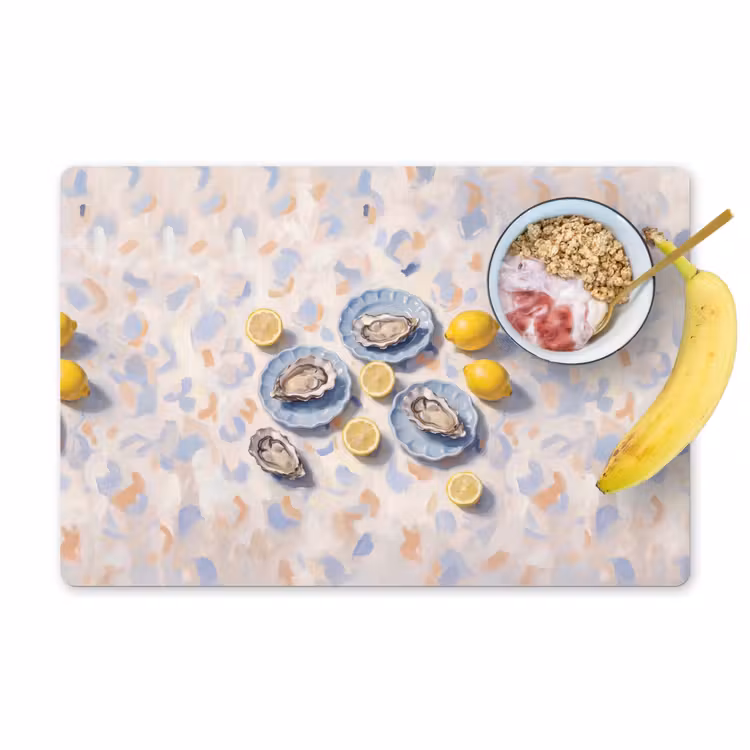 Placemat - 6 stuks - Eten - Oesters - Citroenen - Modern - Geel — 1