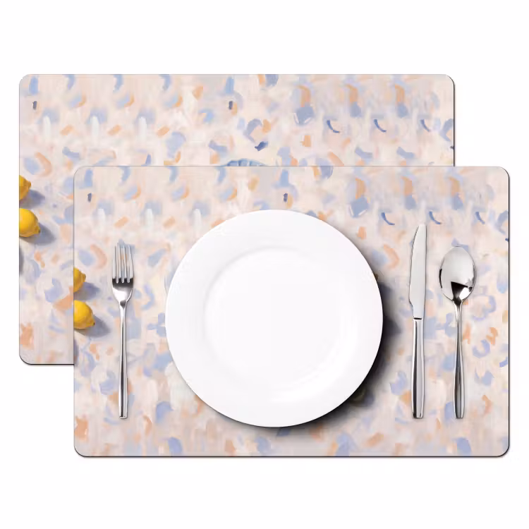 Placemat - 6 stuks - Eten - Oesters - Citroenen - Modern - Geel — 2
