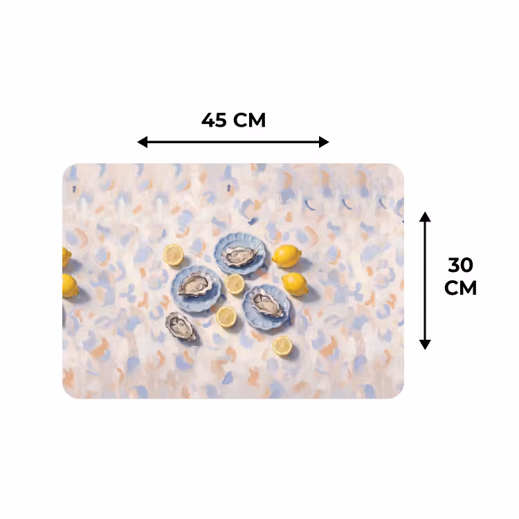 Placemat - 6 stuks - Eten - Oesters - Citroenen - Modern - Geel — 3