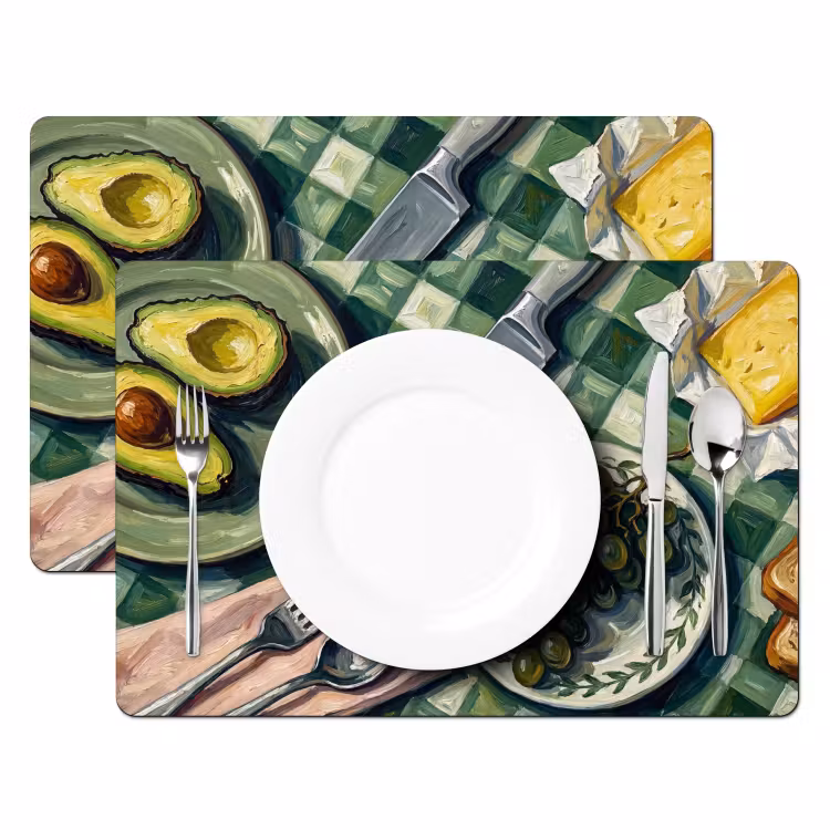 Placemat - 6 stuks - Eten - Ontbijt - Tafel - Modern - Groen — 2