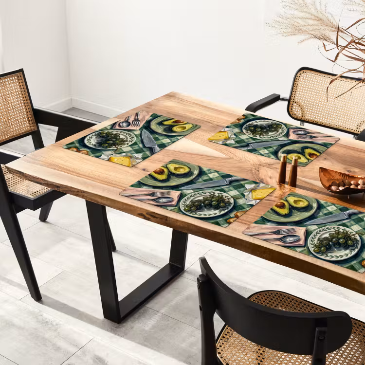 Placemat - 6 stuks - Eten - Ontbijt - Tafel - Modern - Groen — 5
