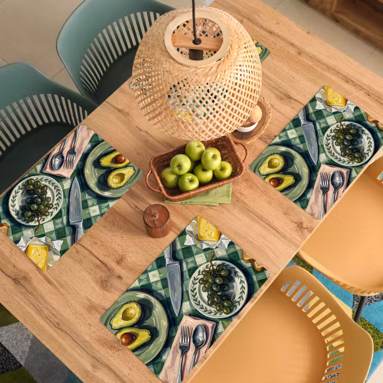 Placemat - 6 stuks - Eten - Ontbijt - Tafel - Modern - Groen — 6