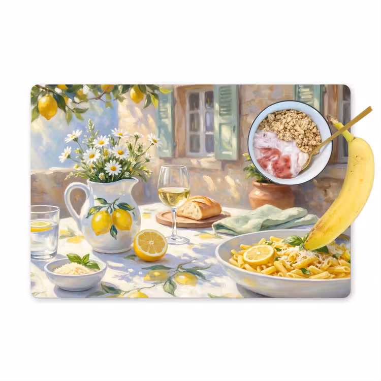 Placemat - 6 stuks - Eten - Terras - Zomer - Geschilderd - Geel — 1