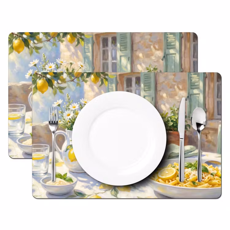 Placemat - 6 stuks - Eten - Terras - Zomer - Geschilderd - Geel — 2
