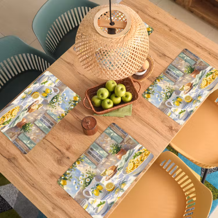 Placemat - 6 stuks - Eten - Terras - Zomer - Geschilderd - Geel — 6