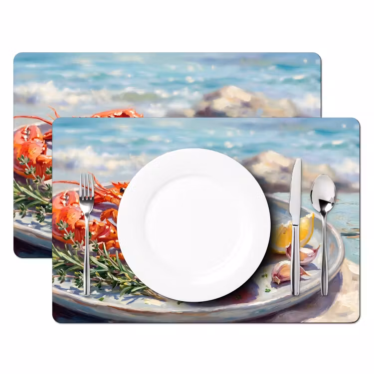 Placemat - 6 stuks - Eten - Zee - Kust - Modern - Blauw — 2
