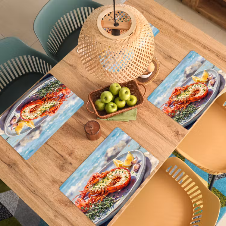 Placemat - 6 stuks - Eten - Zee - Kust - Modern - Blauw — 6