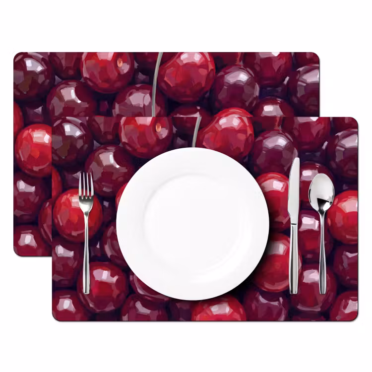 Placemat - 6 stuks - Fruit - Kersen - Eten - Modern - Rood — 2