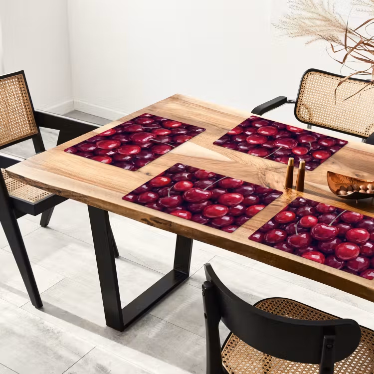 Placemat - 6 stuks - Fruit - Kersen - Eten - Modern - Rood — 5