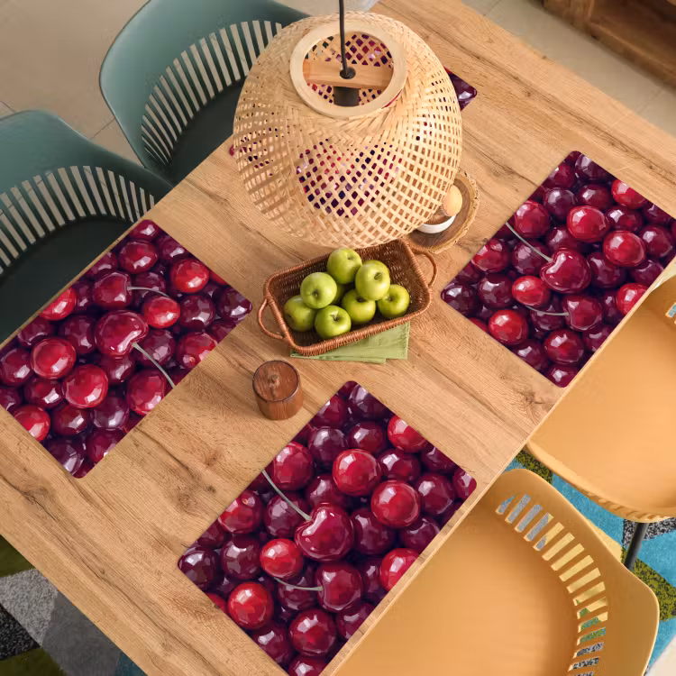 Placemat - 6 stuks - Fruit - Kersen - Eten - Modern - Rood — 6
