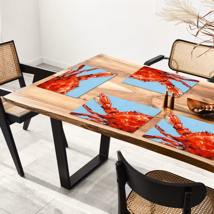 Placemat - 6 stuks - Krab - Zee - Dieren - Abstract - Rood — 5
