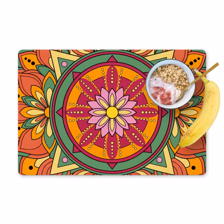 Placemat - 6 stuks - Mandala - Bloemen - Abstract - Kleurrijk — 1