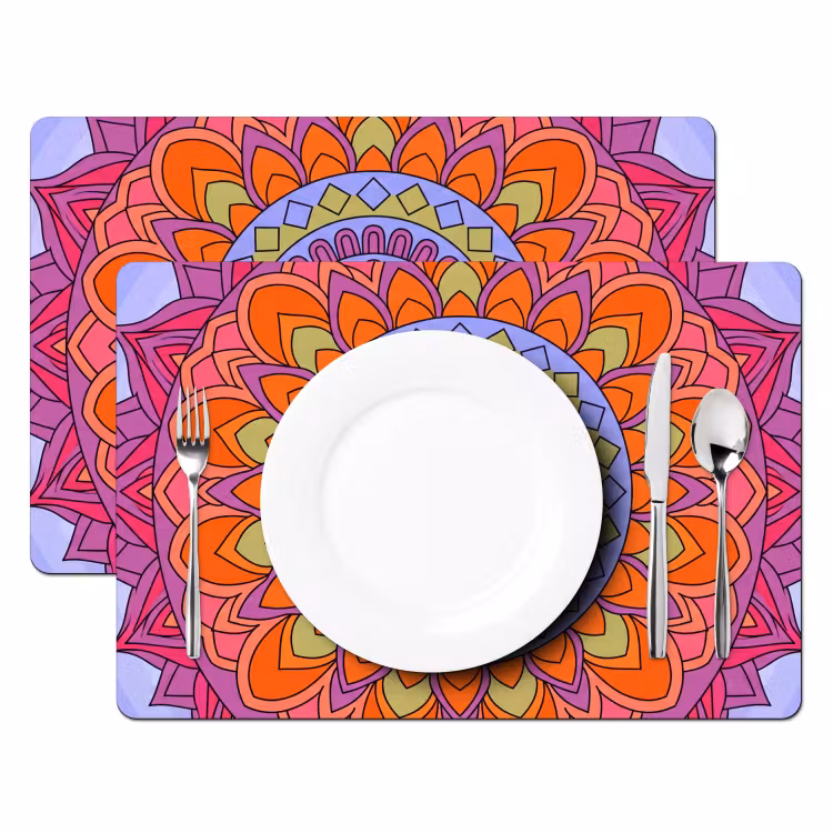 Placemat - 6 stuks - Mandala - Cirkel - Abstract - Kleurrijk - Patroon — 2