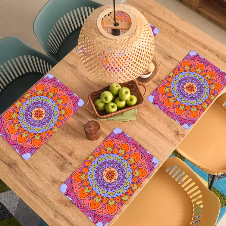 Placemat - 6 stuks - Mandala - Cirkel - Abstract - Kleurrijk - Patroon — 6