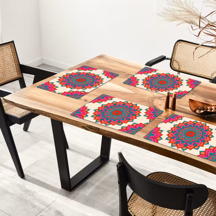 Placemat - 6 stuks - Mandala - Patroon - Abstract - Kleurrijk - Modern — 5