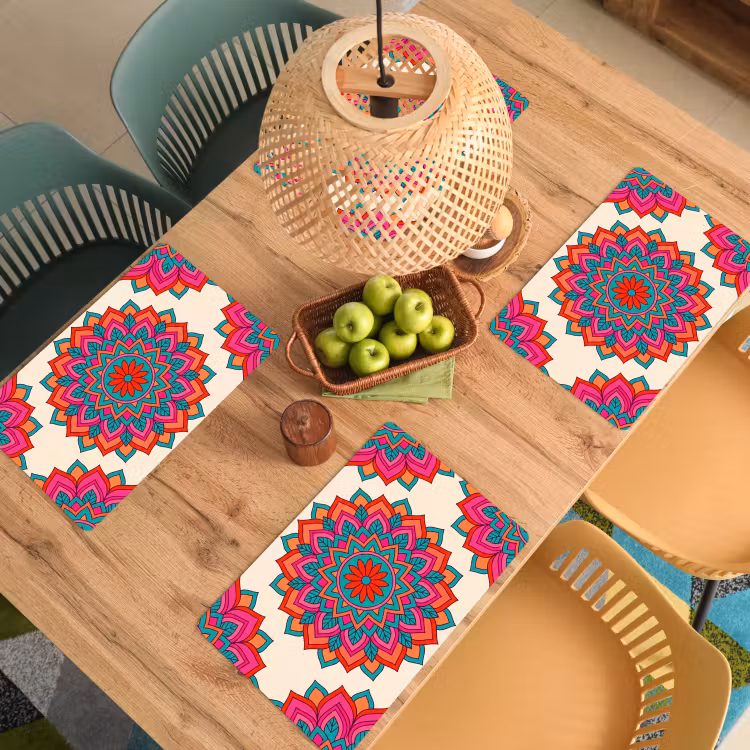 Placemat - 6 stuks - Mandala - Patroon - Abstract - Kleurrijk - Modern — 6