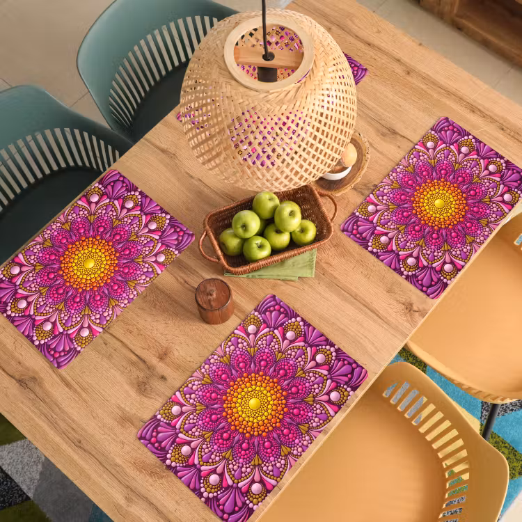 Placemat - 6 stuks - Patroon - Stippen - Abstract - Kleurrijk — 6