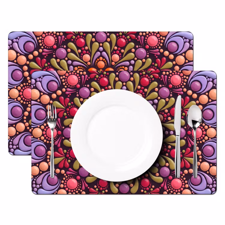 Placemat - 6 stuks - Patroon - Stippen - Abstract - Modern - Kleurrijk — 2