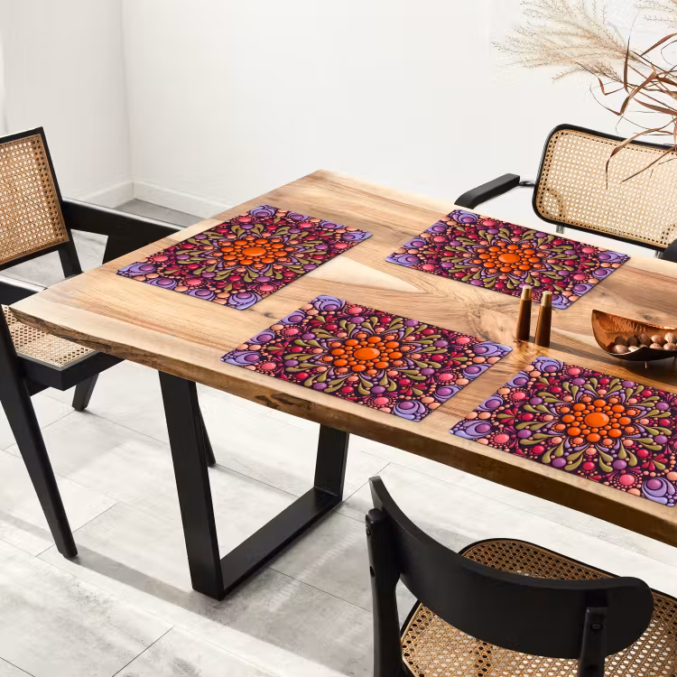 Placemat - 6 stuks - Patroon - Stippen - Abstract - Modern - Kleurrijk — 5