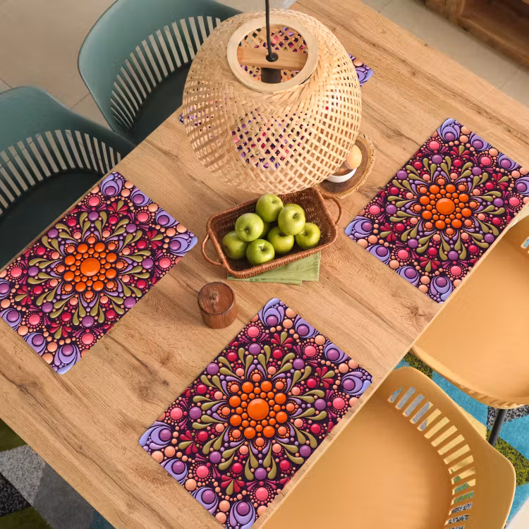 Placemat - 6 stuks - Patroon - Stippen - Abstract - Modern - Kleurrijk — 6