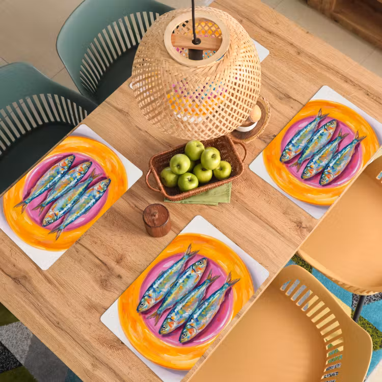 Placemat - 6 stuks - Vis - Vier - Eten - Modern - Kleurrijk — 6