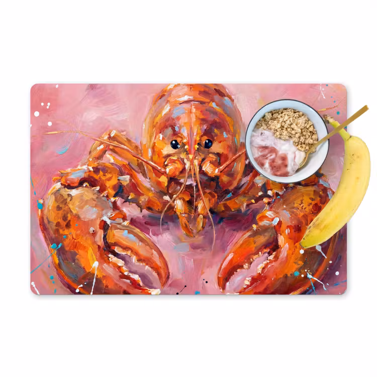 Placemat - 6 stuks - Zeeleven - Kreeft - Spatters - Abstract - Roze — 1