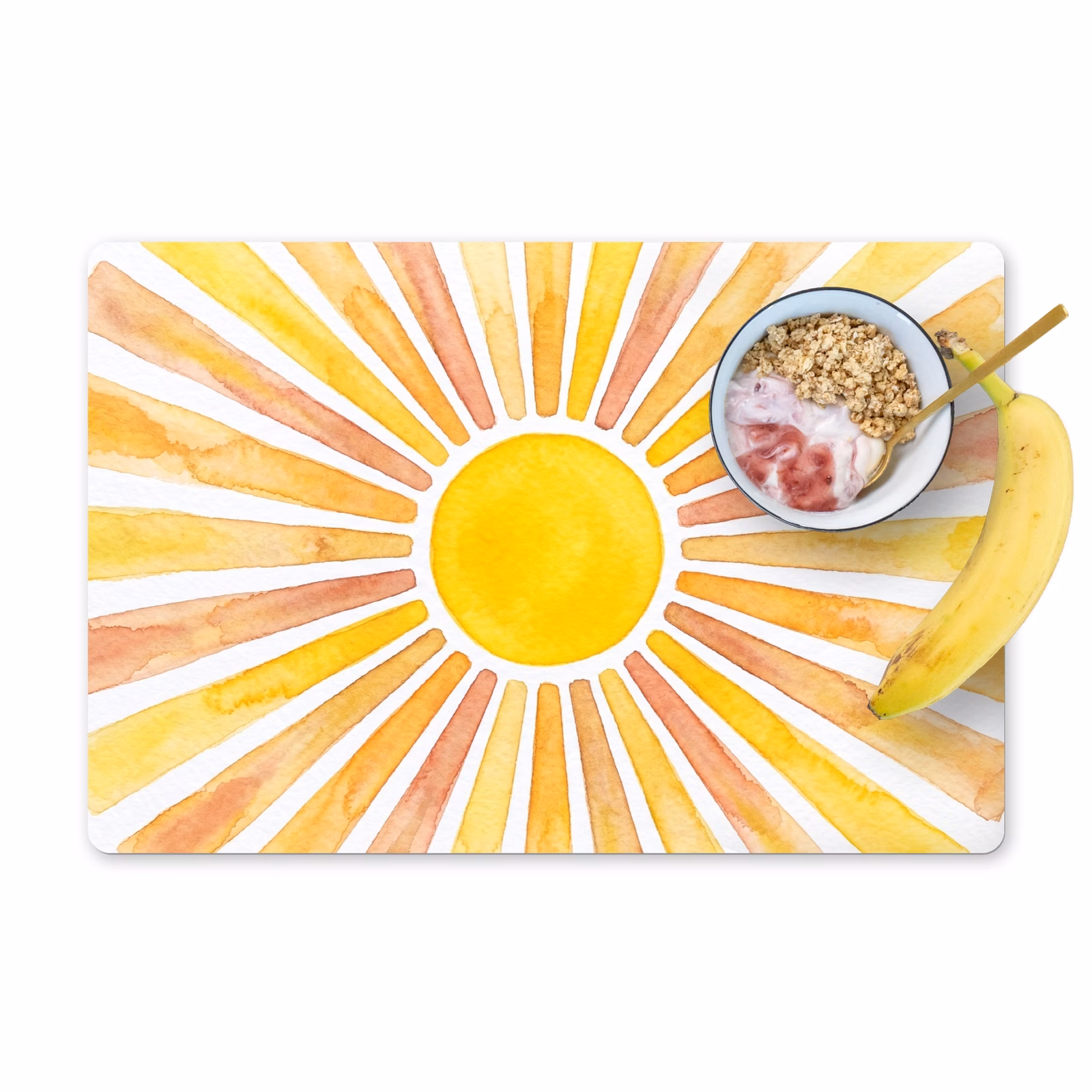 Placemat - 6 stuks - Zon - Stralen - Aquarel - Geel - Abstract — 1