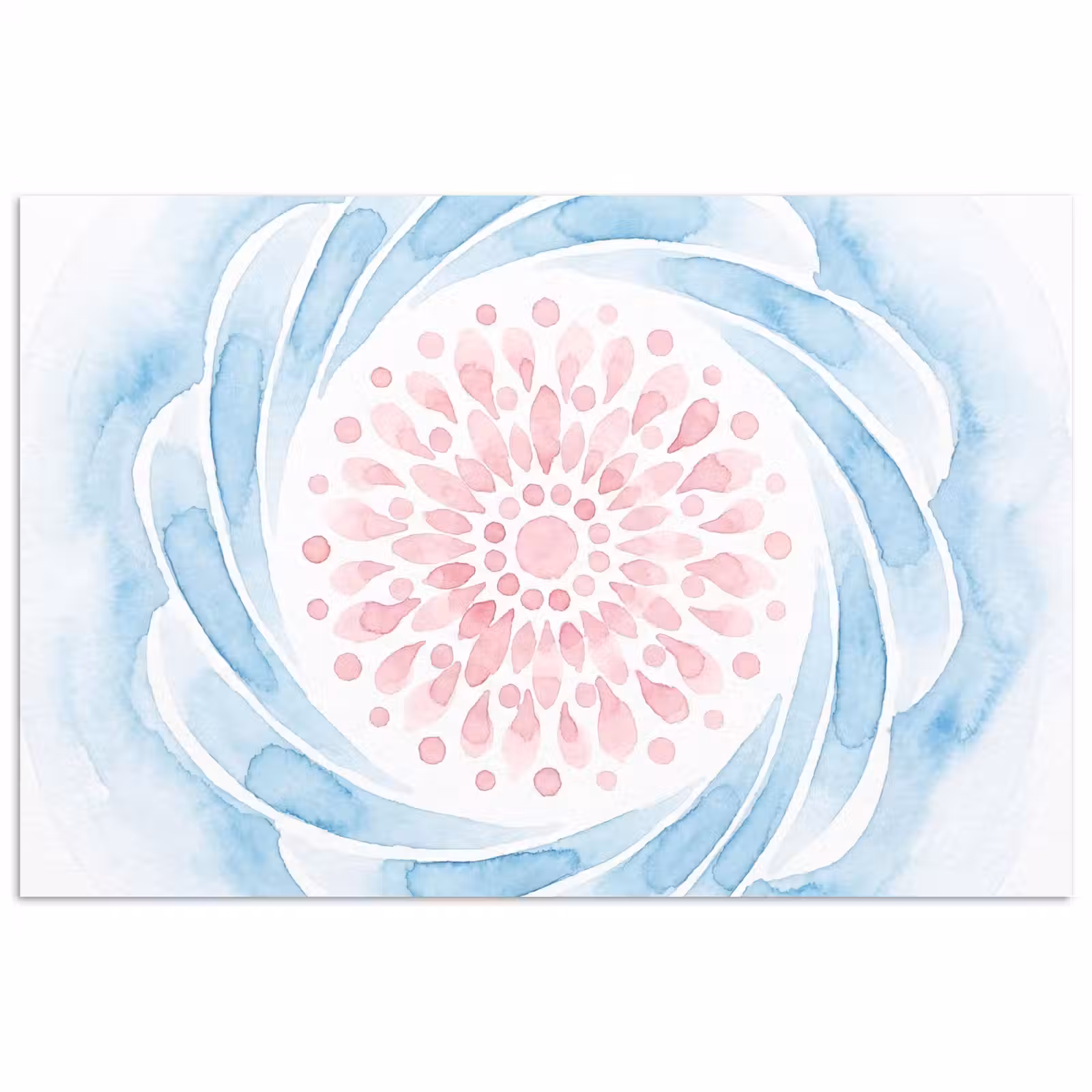 Poster - Abstract - Bloemvorm - Aquarel - Roze - Blauw — 1
