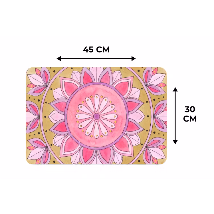 Placemat - 6 stuks - Mandala - Patroon - Kunst - Aquarel - Roze — 3