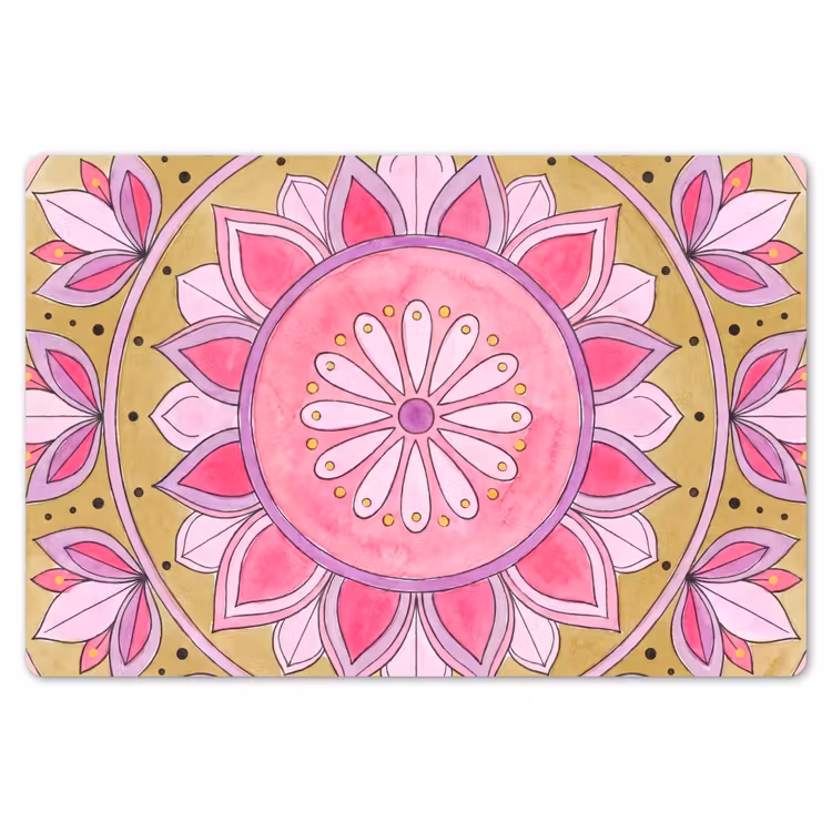 Placemat - 6 stuks - Mandala - Patroon - Kunst - Aquarel - Roze — 7