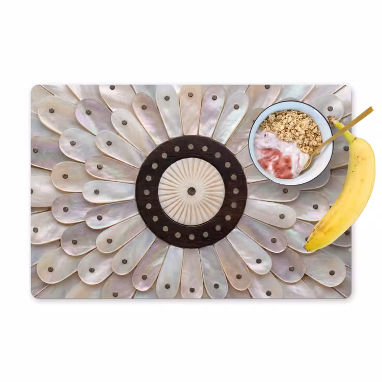 Placemat - 6 stuks - Parelmoer - Patroon - Decoratie - Ambacht - Wit — 1