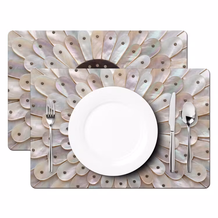 Placemat - 6 stuks - Parelmoer - Patroon - Decoratie - Ambacht - Wit — 2
