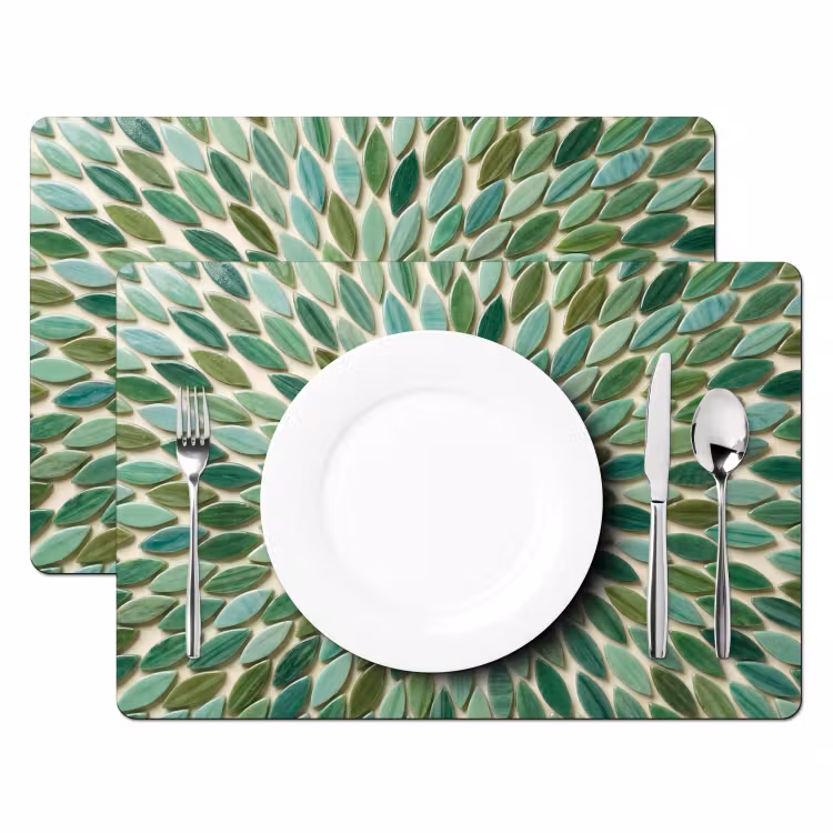 Placemat - 6 stuks - Patroon - Blad - Groen - Abstract — 2