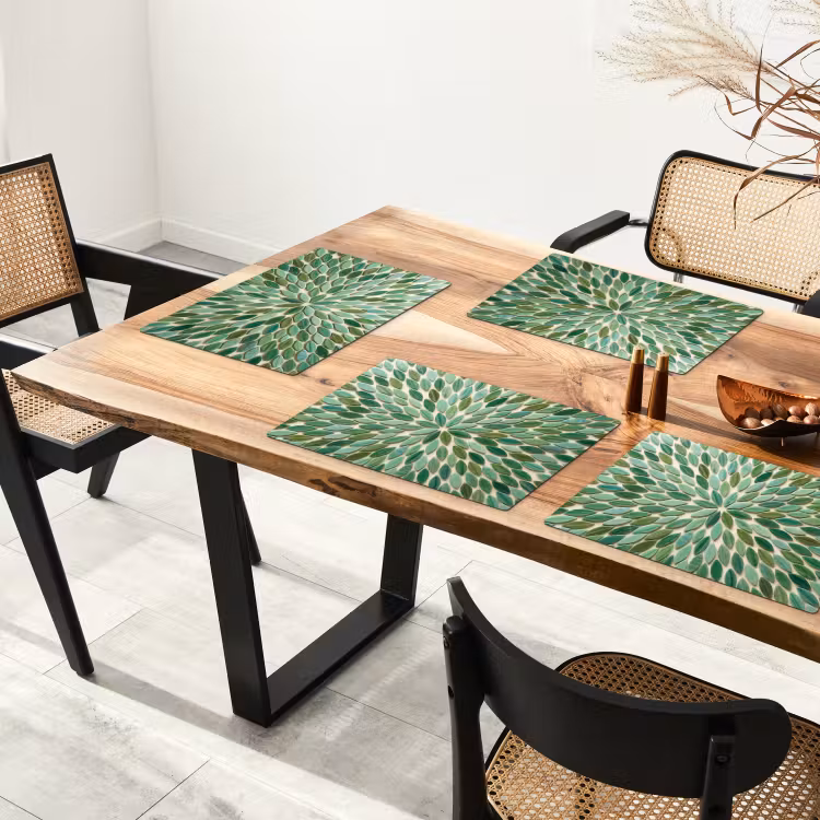 Placemat - 6 stuks - Patroon - Blad - Groen - Abstract — 5
