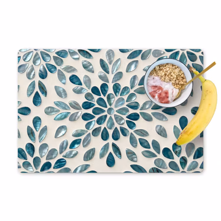 Placemat - 6 stuks - Patroon - Bladeren - Abstract - Modern - Turquoise — 1