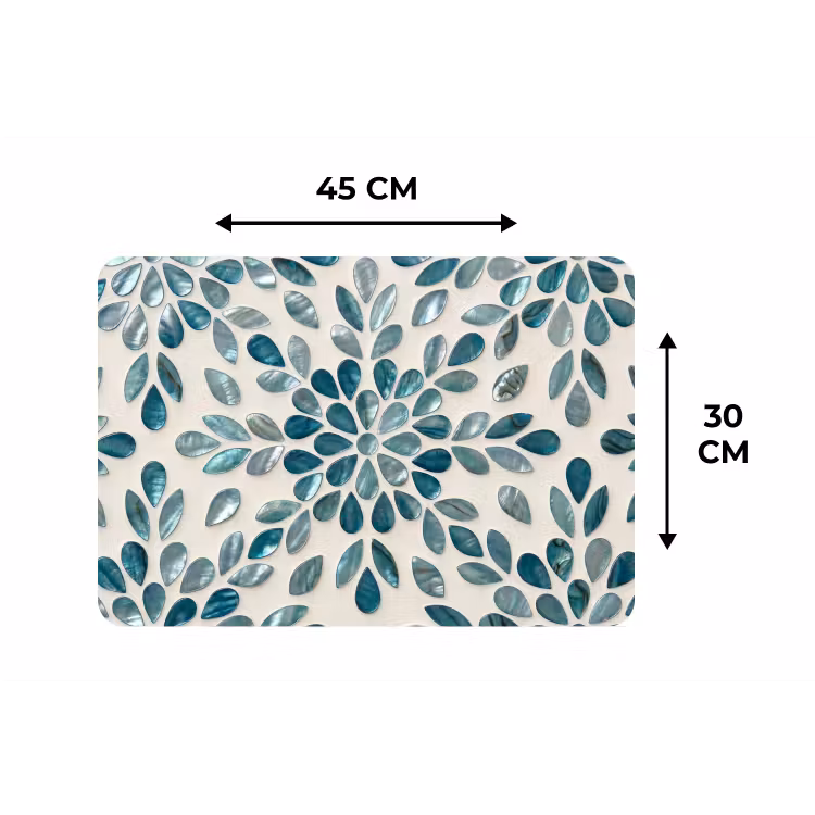 Placemat - 6 stuks - Patroon - Bladeren - Abstract - Modern - Turquoise — 3